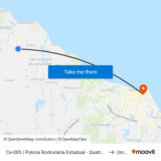 Ce-085 | Polícia Rodoviária Estadual - Quatro Bocas to Uninta map