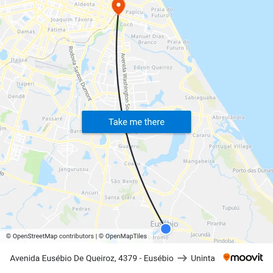 Avenida Eusébio De Queiroz, 4379 - Eusébio to Uninta map