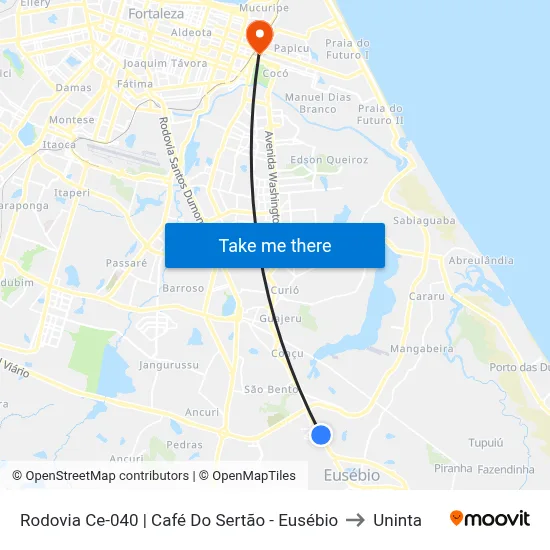 Rodovia Ce-040 | Café Do Sertão - Eusébio to Uninta map