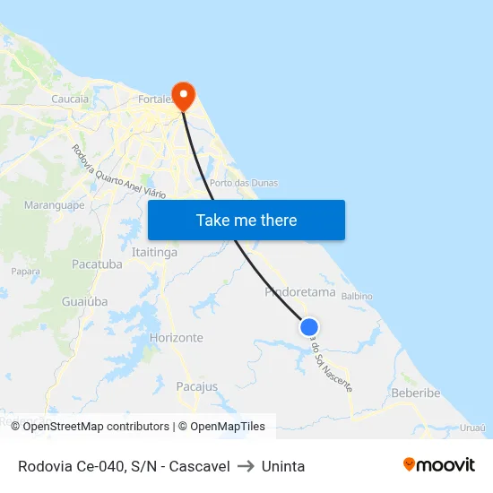 Rodovia Ce-040, S/N - Cascavel to Uninta map