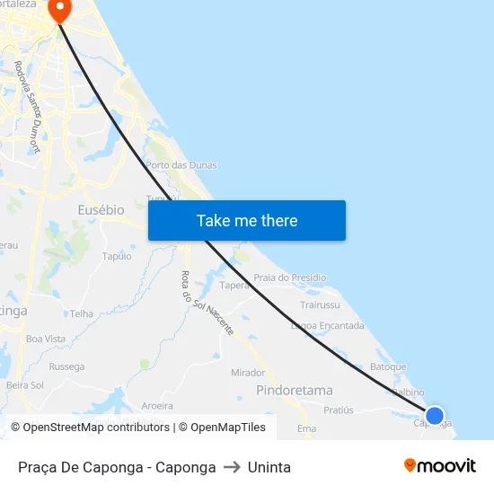 Praça De Caponga - Caponga to Uninta map