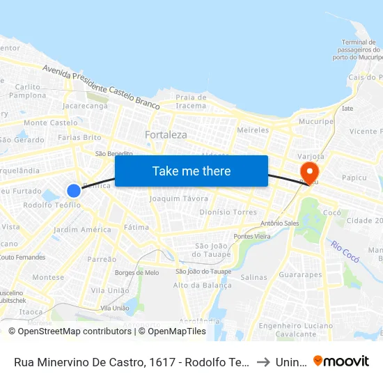 Rua Minervino De Castro, 1617 - Rodolfo Teófilo to Uninta map
