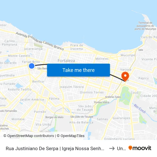 Rua Justiniano De Serpa | Igreja Nossa Senhora Das Dores - Farias Brito to Uninta map