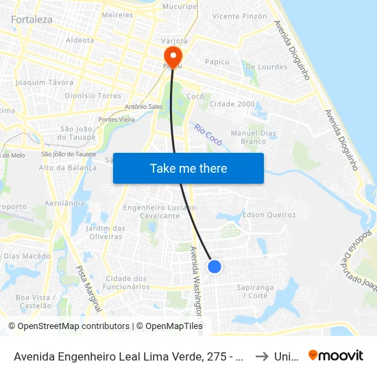 Avenida Engenheiro Leal Lima Verde, 275 - Sapiranga to Uninta map