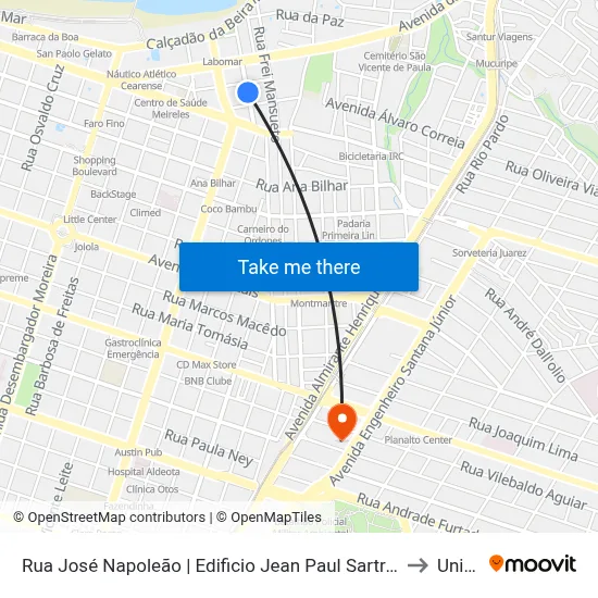 Rua José Napoleão | Edificio Jean Paul Sartre - Meireles to Uninta map