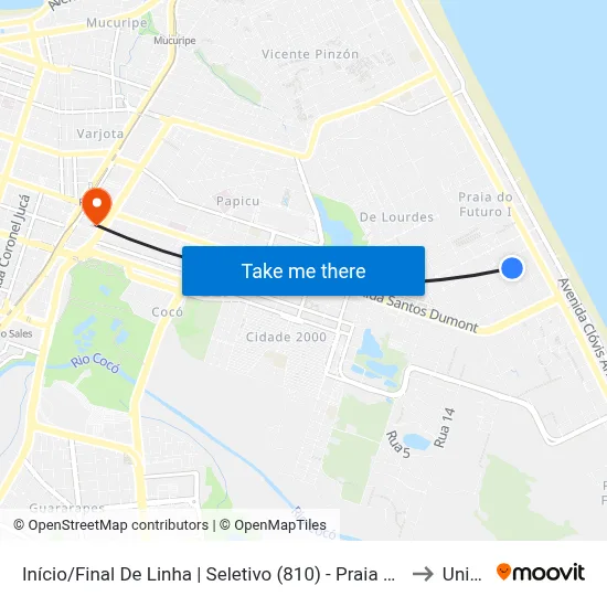 Início/Final De Linha | Seletivo (810) - Praia Do Futuro I to Uninta map
