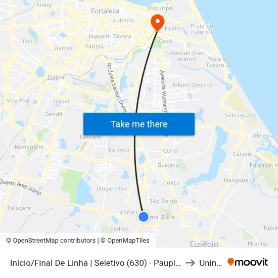 Início/Final De Linha | Seletivo (630) - Paupina to Uninta map