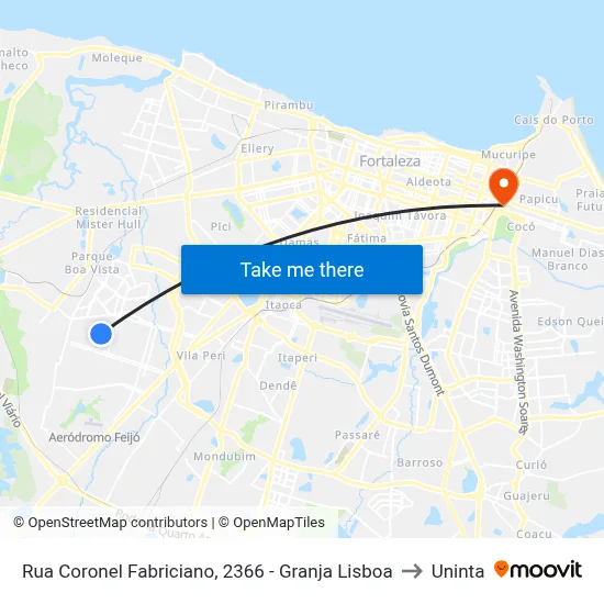 Rua Coronel Fabriciano, 2366 - Granja Lisboa to Uninta map