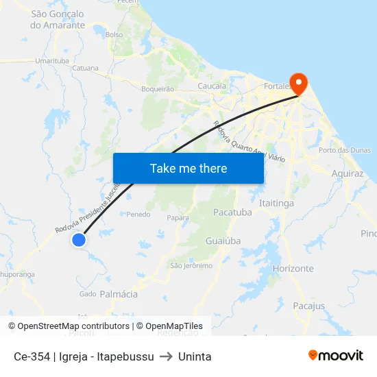 Ce-354 | Igreja - Itapebussu to Uninta map