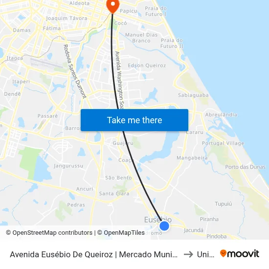 Avenida Eusébio De Queiroz | Mercado Municipal - Centro to Uninta map