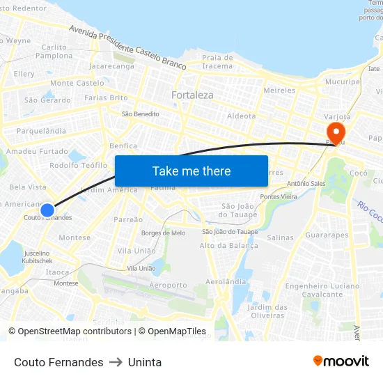 Couto Fernandes to Uninta map