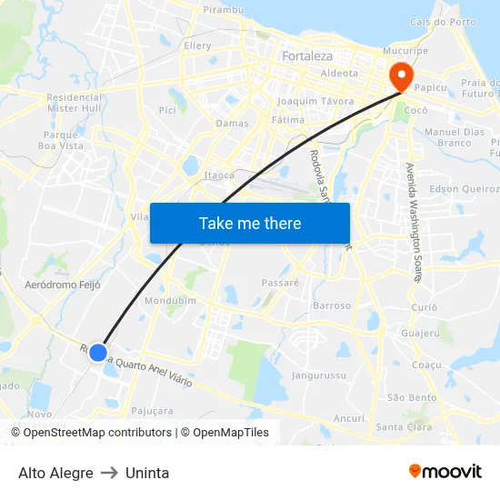Alto Alegre to Uninta map
