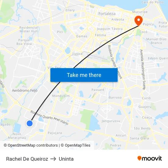 Rachel De Queiroz to Uninta map