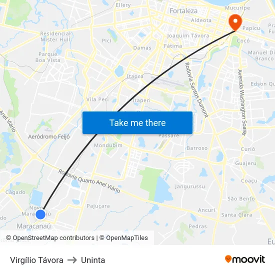 Virgílio Távora to Uninta map