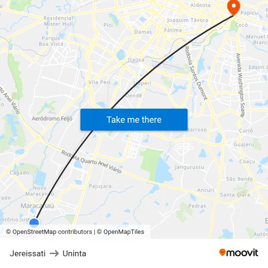 Jereissati to Uninta map