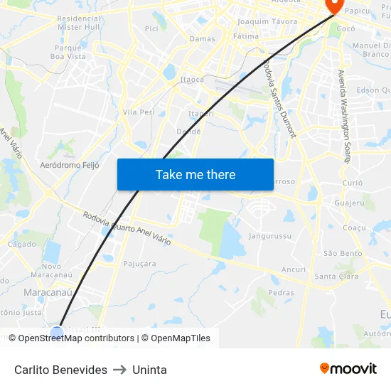 Carlito Benevides to Uninta map