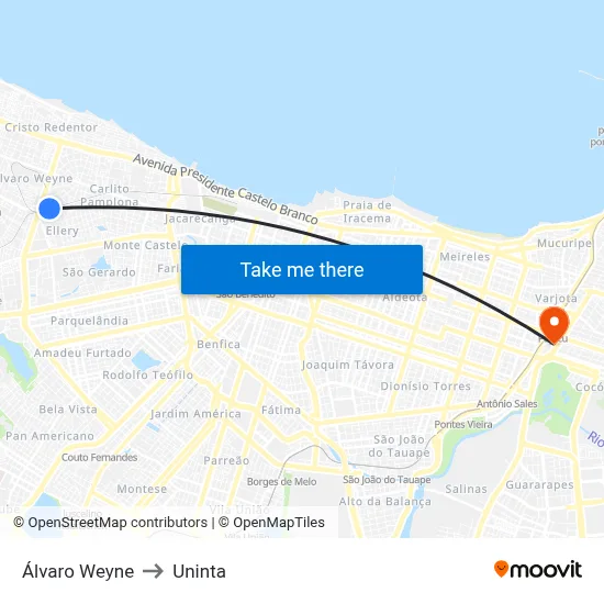 Álvaro Weyne to Uninta map