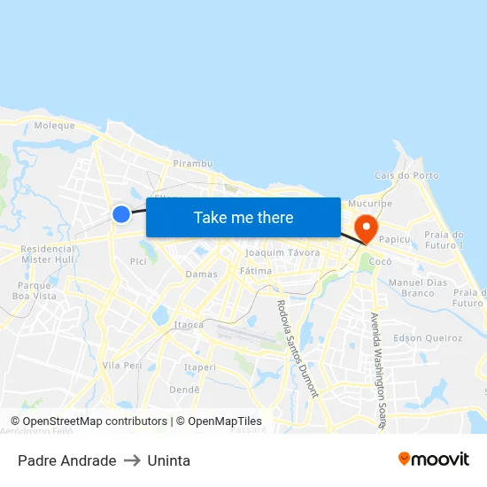 Padre Andrade to Uninta map