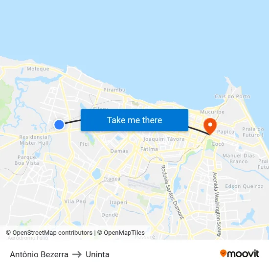 Antônio Bezerra to Uninta map
