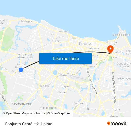 Conjunto Ceará to Uninta map