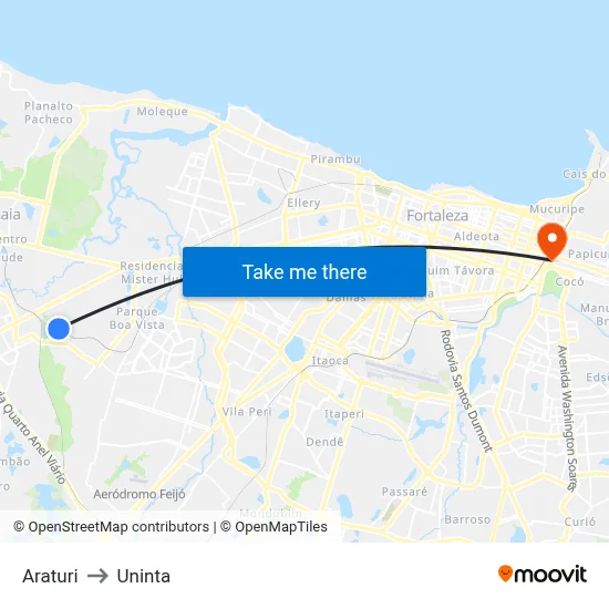Araturi to Uninta map