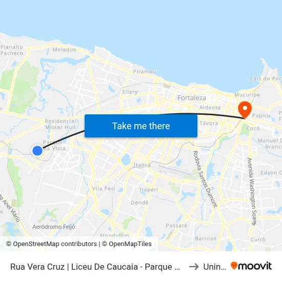 Rua Vera Cruz | Liceu De Caucaia - Parque Potira to Uninta map