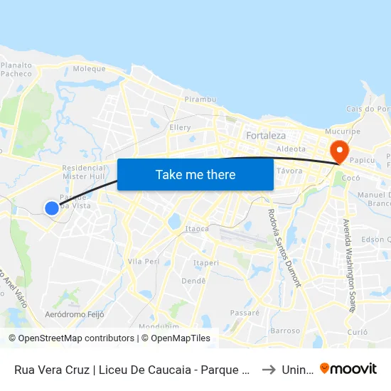 Rua Vera Cruz | Liceu De Caucaia - Parque Potira to Uninta map