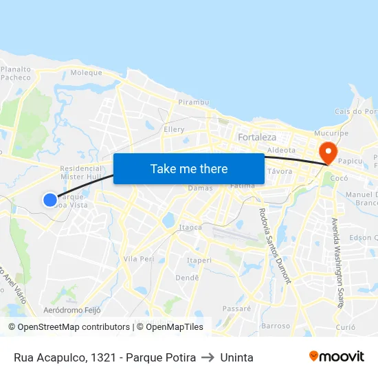 Rua Acapulco, 1321 - Parque Potira to Uninta map