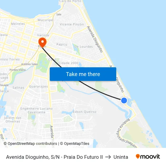 Avenida Dioguinho, S/N - Praia Do Futuro II to Uninta map