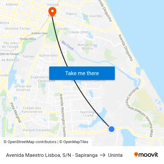 Avenida Maestro Lisboa, S/N - Sapiranga to Uninta map