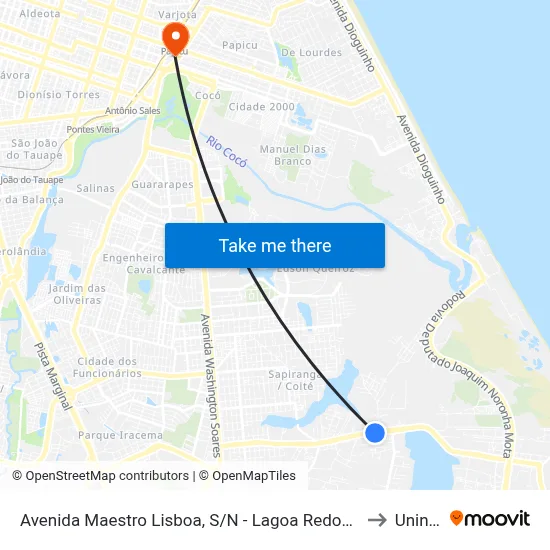 Avenida Maestro Lisboa, S/N - Lagoa Redonda to Uninta map