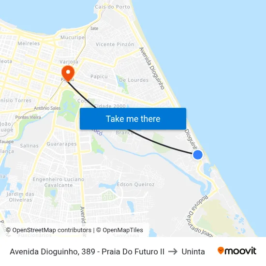 Avenida Dioguinho, 389 - Praia Do Futuro II to Uninta map