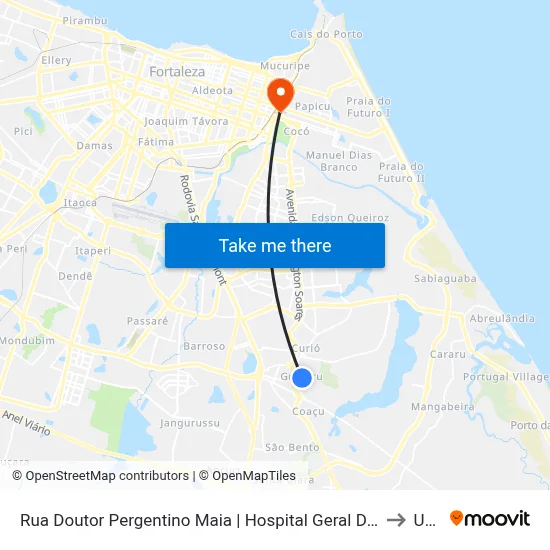 Rua Doutor Pergentino Maia | Hospital Geral Doutor Waldemar Alcântara - Guajeru to Uninta map