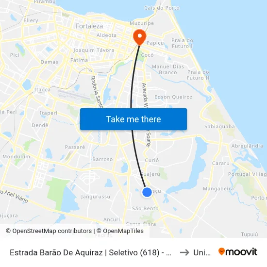 Estrada Barão De Aquiraz | Seletivo (618) - Paupina to Uninta map
