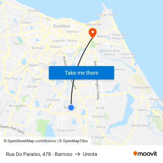 Rua Do Paraíso, 478 - Barroso to Uninta map
