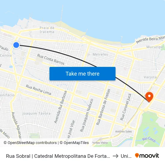 Rua Sobral | Catedral Metropolitana De Fortaleza - Centro to Uninta map