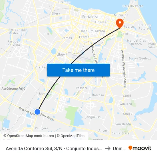Avenida Contorno Sul, S/N - Conjunto Industrial to Uninta map