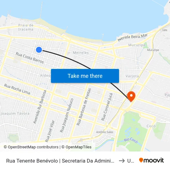 Rua Tenente Benévolo | Secretaria Da Administração Penitenciária - Meireles to Uninta map