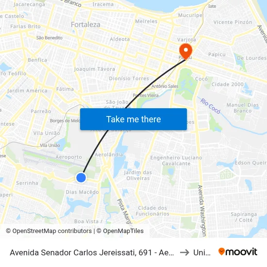 Avenida Senador Carlos Jereissati, 691 - Aeroporto to Uninta map