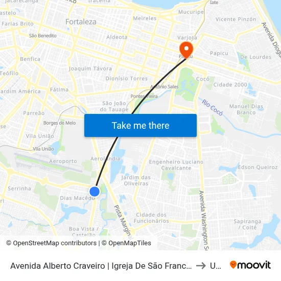 Avenida Alberto Craveiro | Igreja De São Francisco De Assis - Dias Macedo to Uninta map