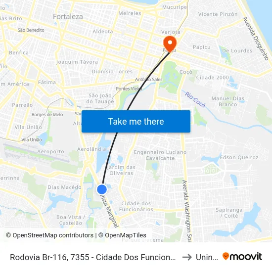 Rodovia Br-116, 7355 - Cidade Dos Funcionários to Uninta map