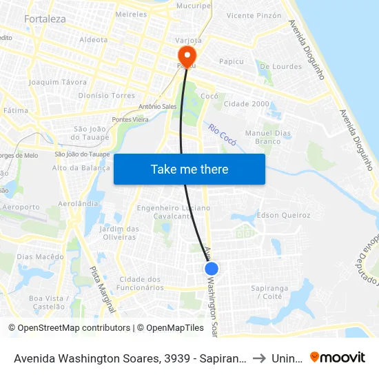 Avenida Washington Soares, 3939 - Sapiranga to Uninta map