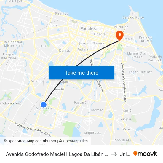 Avenida Godofredo Maciel | Lagoa Da Libânia - Mondubim to Uninta map