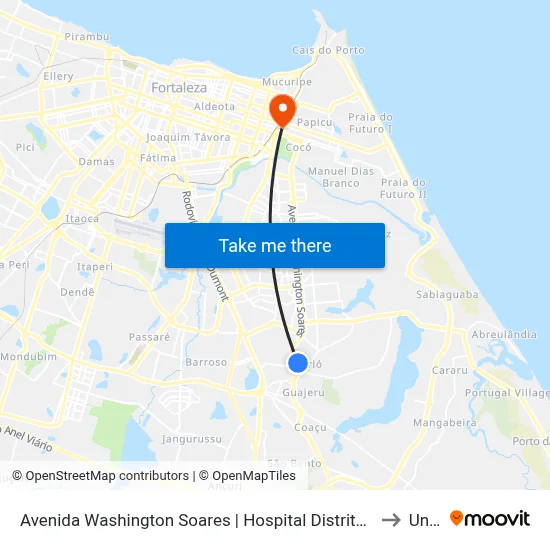 Avenida Washington Soares | Hospital Distrital Gonzaga Mota - Curió to Uninta map