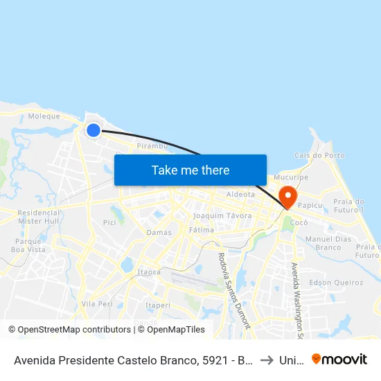 Avenida Presidente Castelo Branco, 5921 - Barra Do Ceará to Uninta map