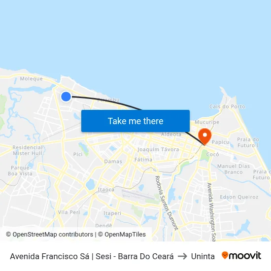 Avenida Francisco Sá | Sesi - Barra Do Ceará to Uninta map