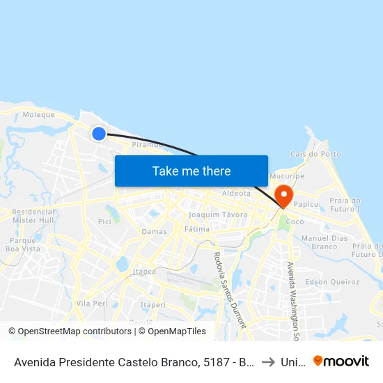 Avenida Presidente Castelo Branco, 5187 - Barra Do Ceará to Uninta map