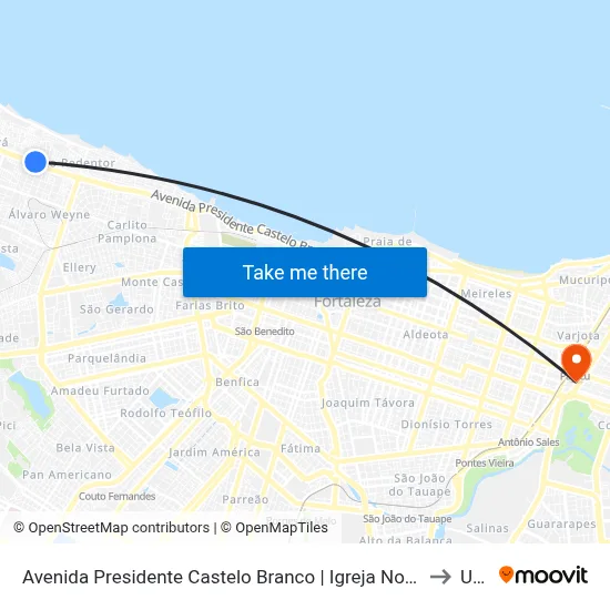 Avenida Presidente Castelo Branco | Igreja Nossa Senhora Aparecida - Cristo Redentor to Uninta map