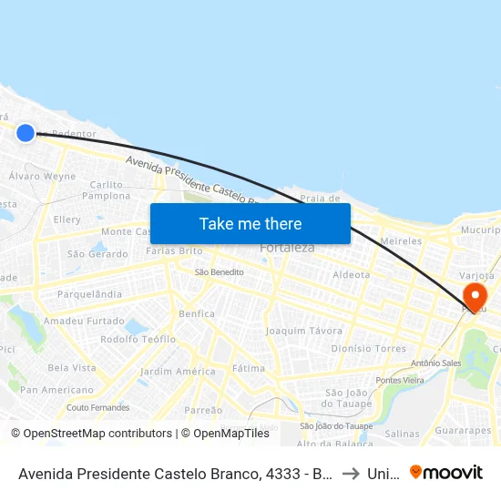 Avenida Presidente Castelo Branco, 4333 - Barra Do Ceará to Uninta map