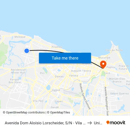 Avenida Dom Aloísio Lorscheider, S/N - Vila Velha to Uninta map